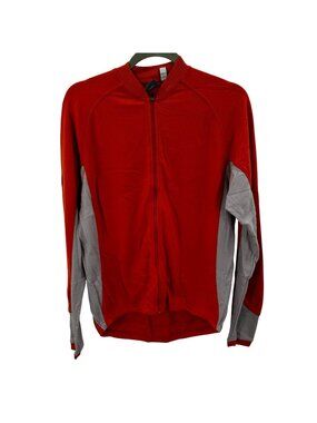 Ibex Merino Wool Cycling Jersey Men's L Orange Gray Full Zip Long Sleeve Bike